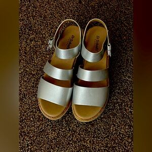 Dr Scholl’s Metallic Silver Wedge Sandals